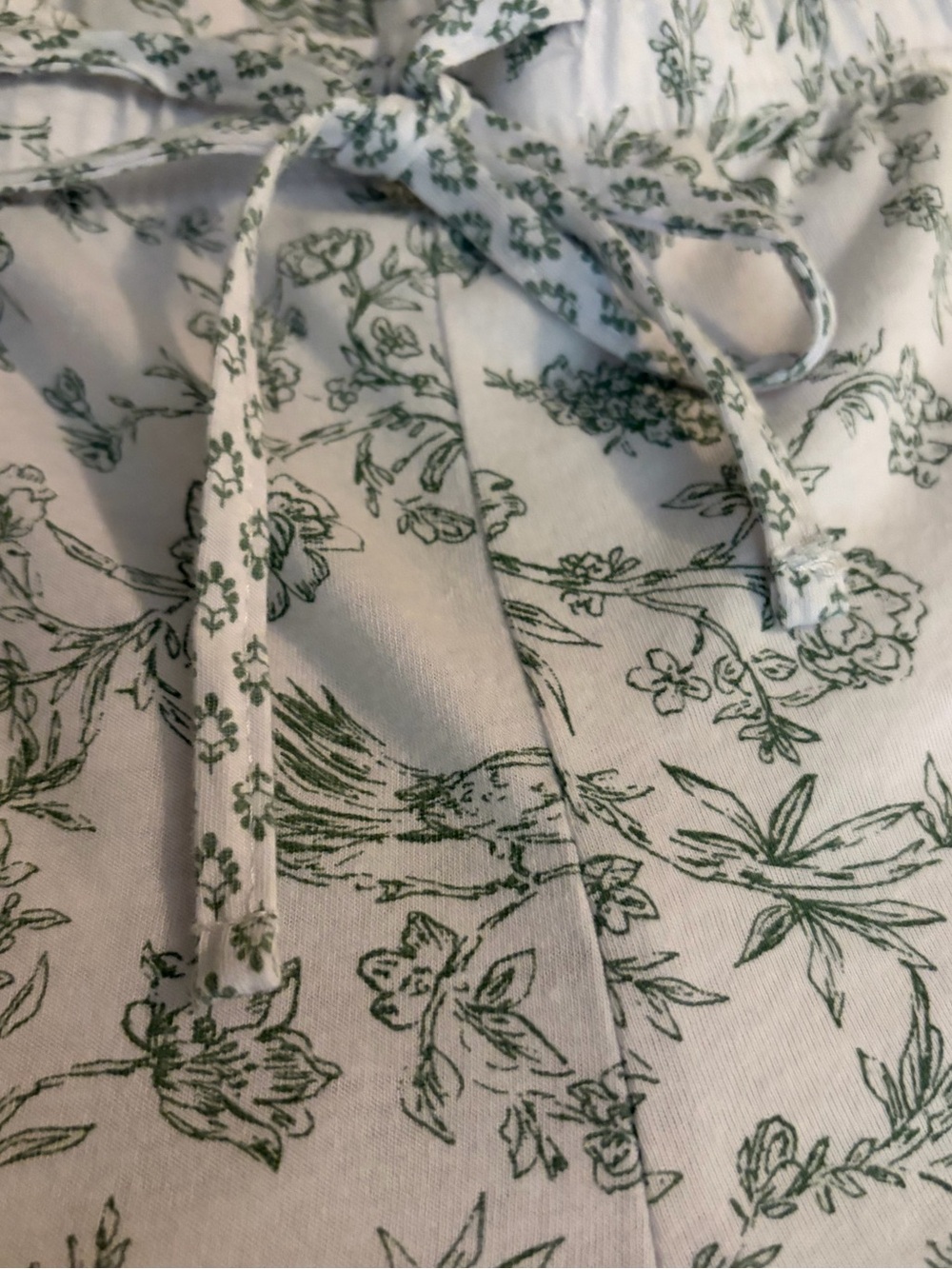 Laura Ashley Cream Sleep Shorts with Green Floral Print - Picture 3 of 5